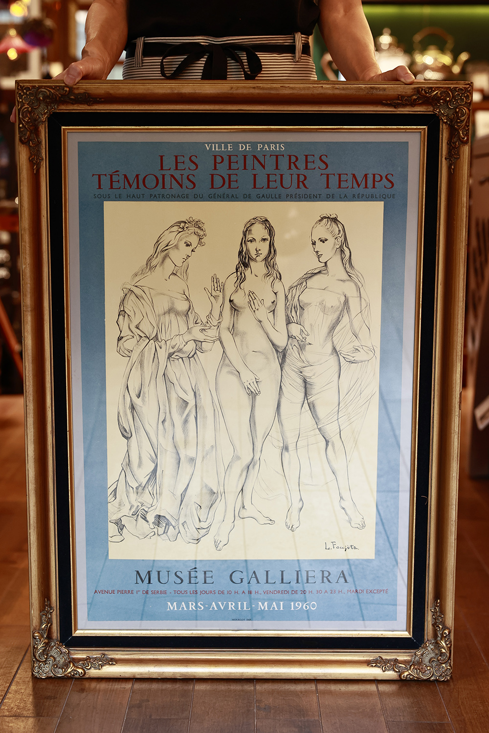 庶民が買える本物　1960 Leonard Foujita “Les trois Graces – La Jeunesse” by “MUSÉE GALLIERA LES PEINTRES TÉMOINS DE LEUR TEMPS” Atelier Mourlot