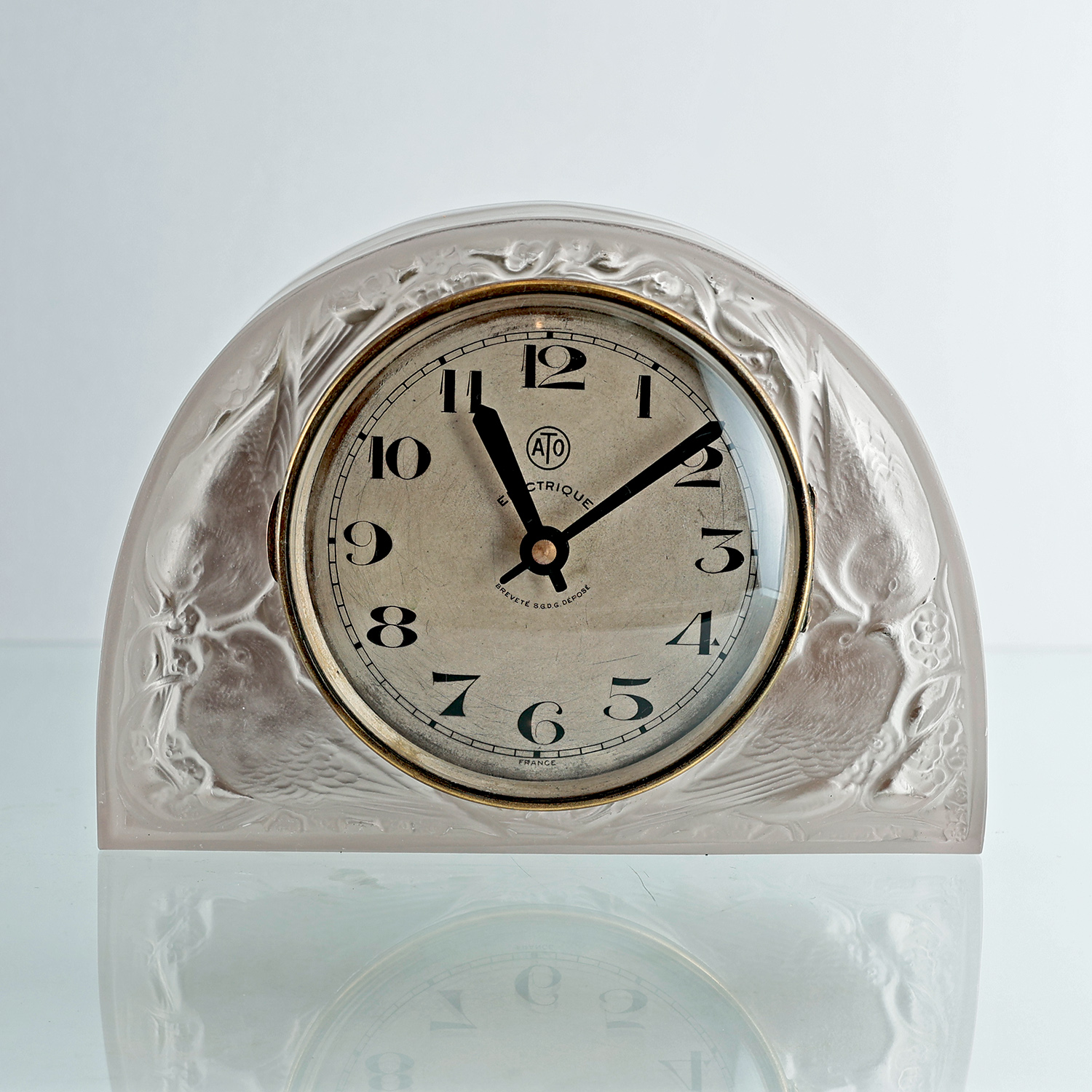 ルネ・ラリック 雀レリーフの置時計 アールデコ期 1925年 ATO社 aux moineaux