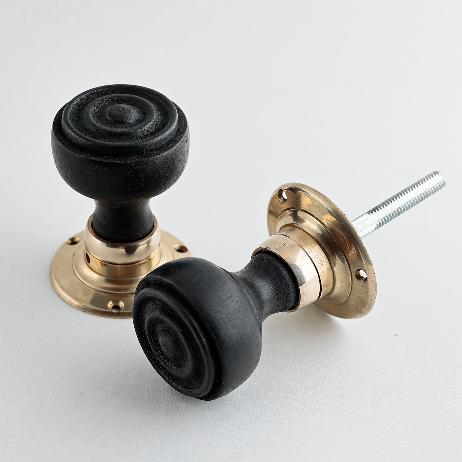 ブラックオークと真鍮のドアノブ　店舗・住宅ドアなどに　アンティーク　複数在庫あり　wbk-06