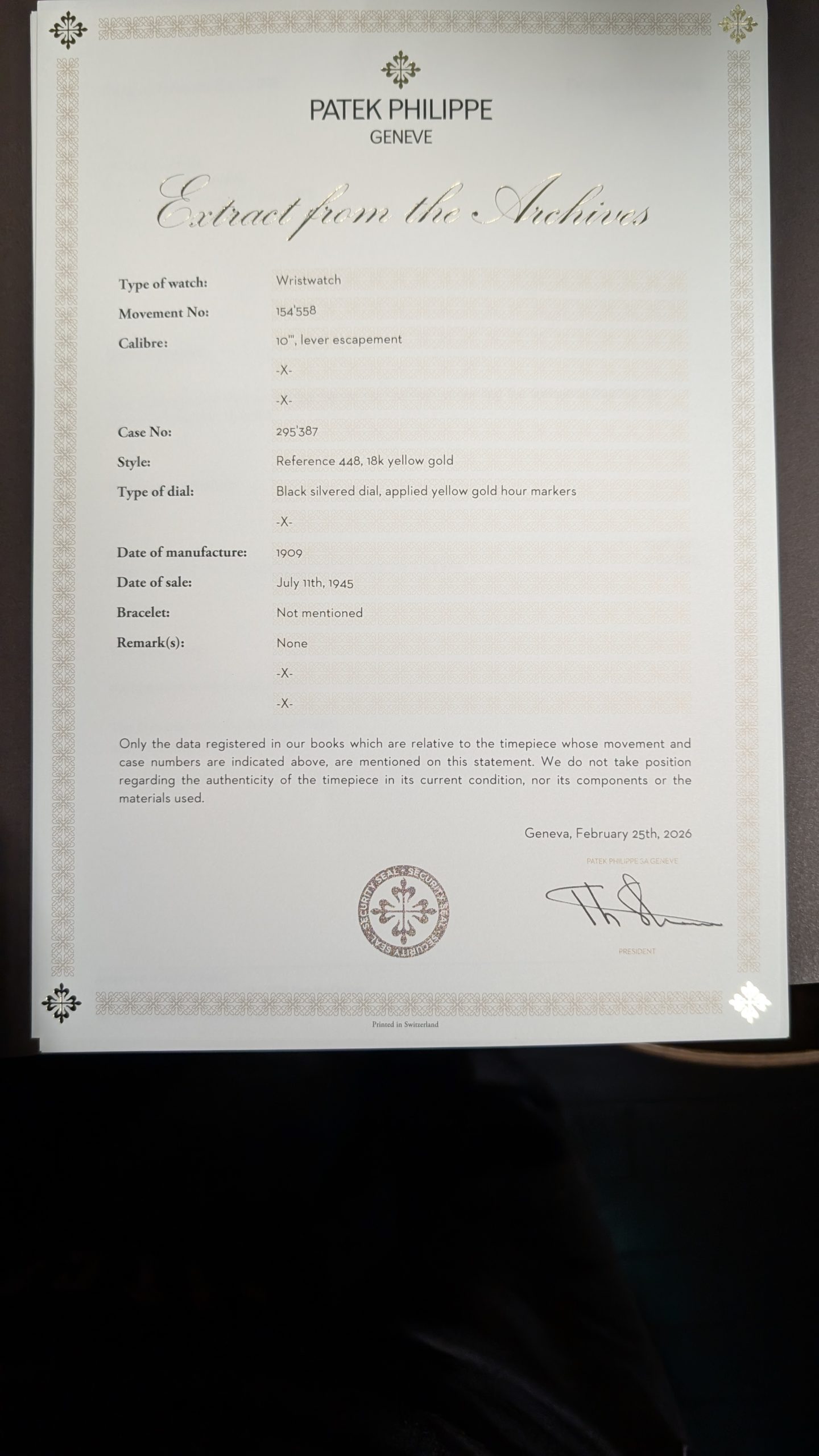 パテックフィリップ アーカイブ抄本の真価